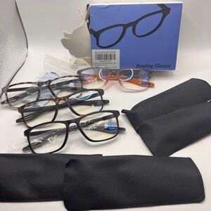 4 Pack Progressive Reading Glasses Mens Womens Blue Light Blocking 1.75 w/ Cases